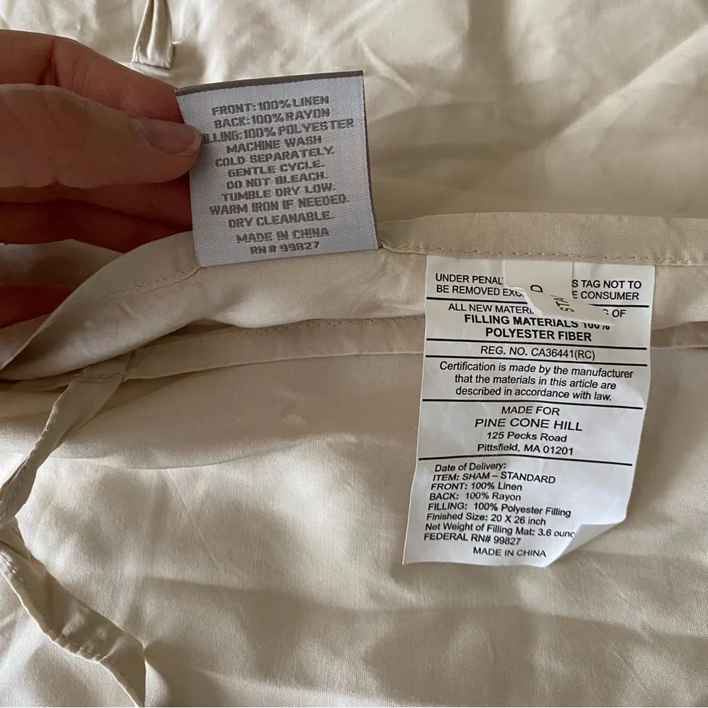 PINE CONE HILL By Annie Selke Standard‎ Linen Puff  Sham In Natural Pillowcase 1